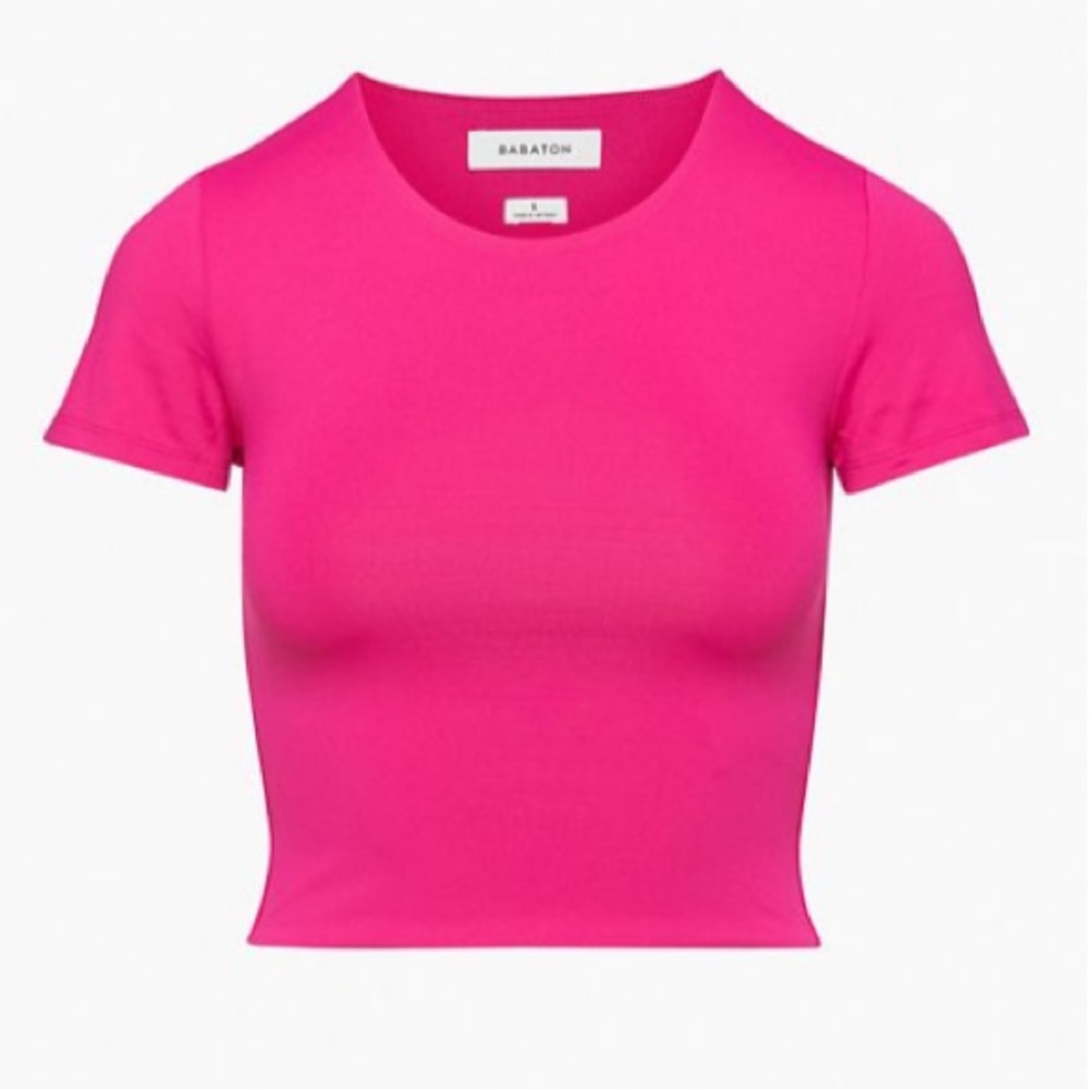 ARITZIA BABOON Bright Pink Cropped T-Shirt